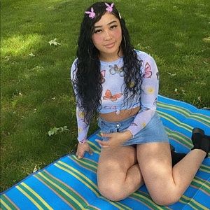 Sheer butterfly crop top 🦋